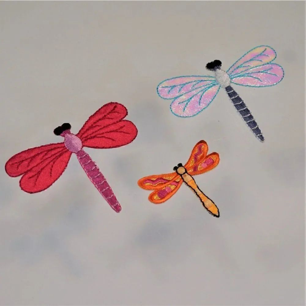 Dragonfly Applique Patches Bug Insect Badge Lot Of 3 Iron On